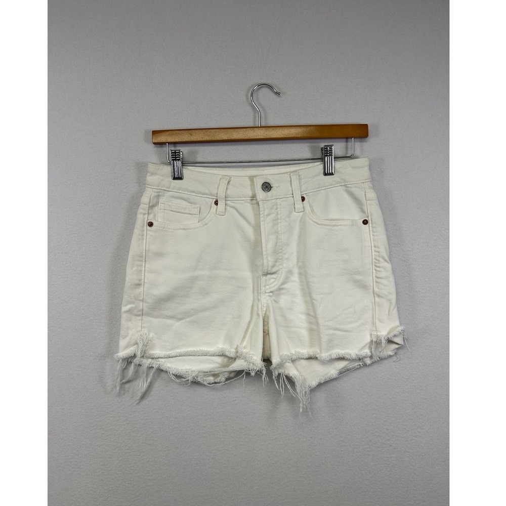 Boho Causal Old Navy Womens 4 White‎ OG Straight High Rise Raw Hem Denim Shorts